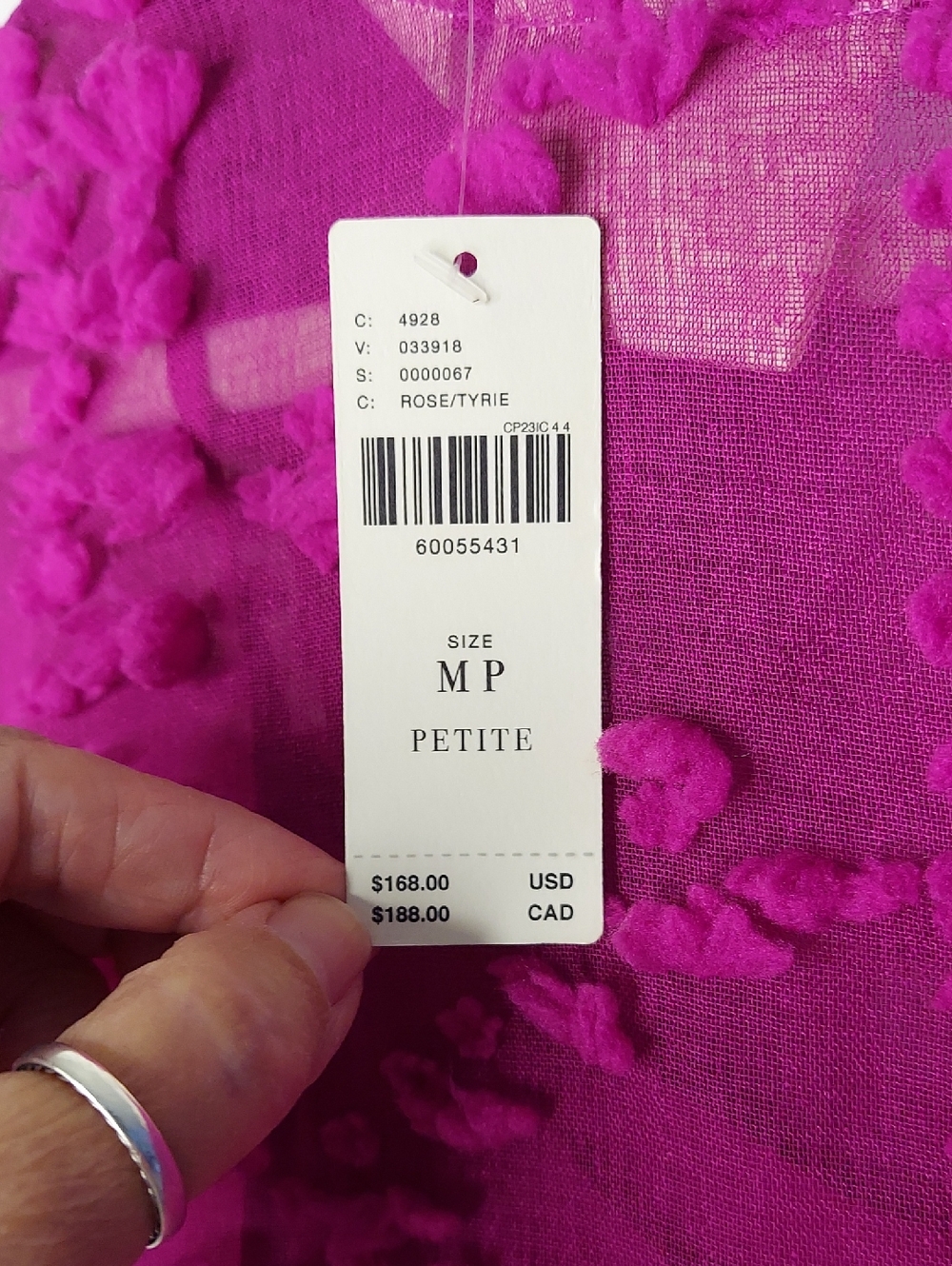 Maeve Blythe Dress, NEW!Size MP, Rose Magenta, PomPom Textured, Sheer - Picture 10 of 11
